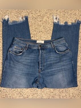 FP Maggie Mid Rise Button Fly Straight Leg Jeans Sz 32